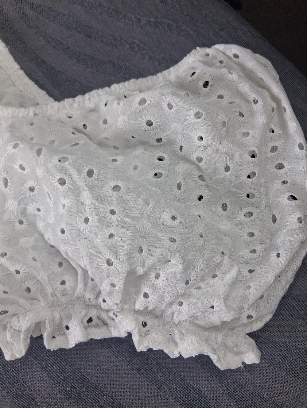 Girls White Eyelet Button-Front Dress - Picture 3 of 11
